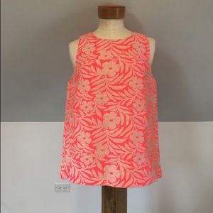 J CREW PINK PLUMERIA JACQUARD BLOUSE